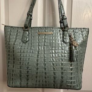 Brahmin Seafoam Crocodile-Embossed Tote